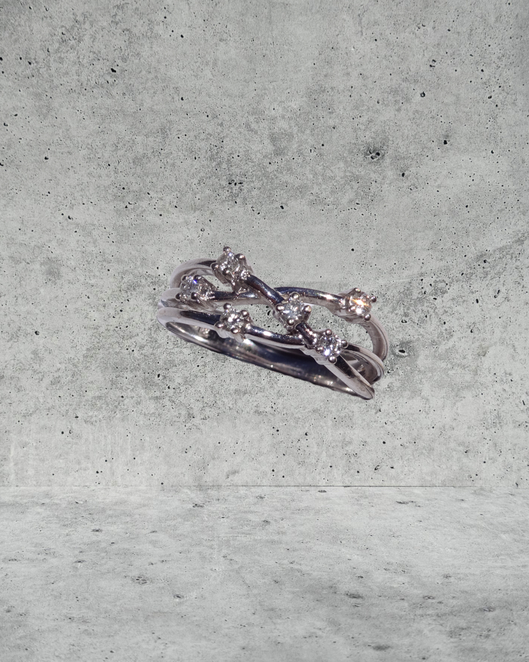 White Gold Scattered Diamond Ring